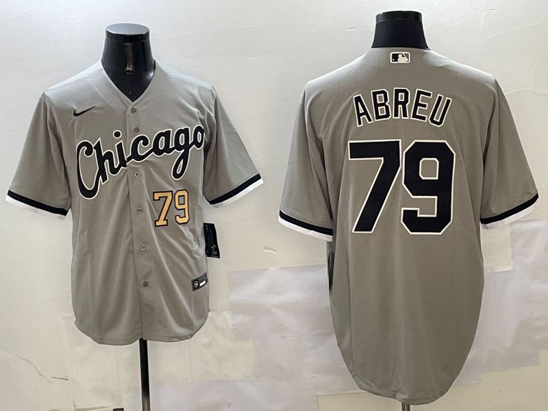 Men Chicago White Sox #79 Abreu Grey Game 2025 Nike MLB Jersey style 5